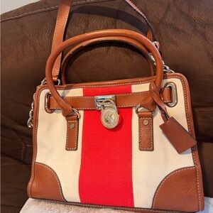 Michael Kors Red and Tan Satchel